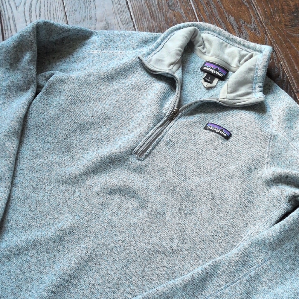 PATAGONIA I Light Blue Better Sweater 1/4 Zip Fleece Jacket Pullover Top, L